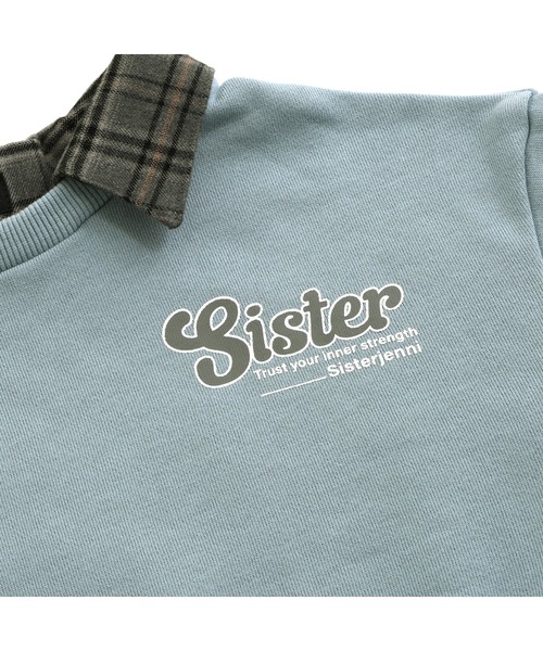 SISTER JENNI（SISTER JENNI）の「【セットアップ対応・コットン100％】チェックレイヤード風トレーナー（スウェット・キッズ・ブラック/サックスブルー・130cm/160cm/150cm/140cm）」の22枚目の写真