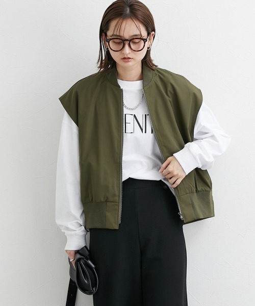 nissen（ニッセン）の「ミリタリーバックフレアベスト（ベスト・レディース・ブラック/カーキ・S～Ｍ/L～LL）」の2枚目の写真