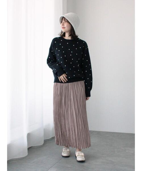 Te chichi TERRASSE（テチチテラス）の「ランダムドットジャカード前後2WAYニット（ニット/セーター・レディース・モカ/グレー/ブラック・F）」の21枚目の写真