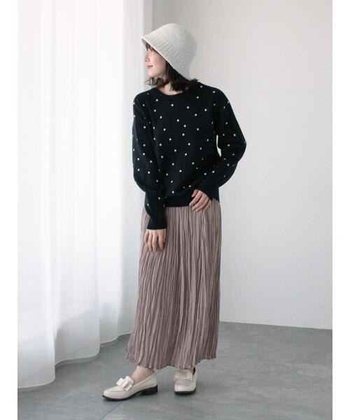 Te chichi TERRASSE（テチチテラス）の「ランダムドットジャカード前後2WAYニット（ニット/セーター・レディース・モカ/グレー/ブラック・F）」の22枚目の写真