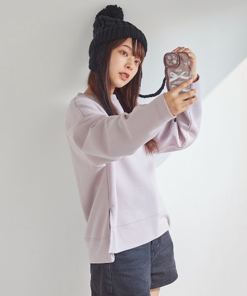 tutuanna(チュチュアンナ)の「梵天付きイヤーフラップ(ニットキャップ/ビーニー・レディース・ブラック/キナリ・FREE)」の4枚目の写真