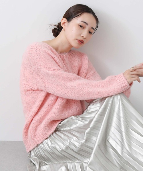 TRICOTS JEAN MARC(トリコットジーンマルク)の「TRICOTSボートネックニット(ニット/セーター・レディース・ライトグレー/ピンク・FREE)」の2枚目の写真
