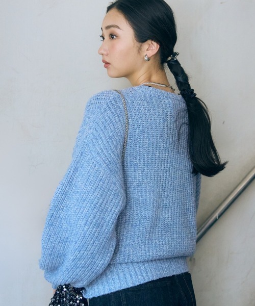 slattgir(スラットジール)の「高身長 ニットジップブルゾン(トールサイズ)Essenave(ブルゾン・レディース・ブルー/チャコール・M/L/LL/3L)」の15枚目の写真