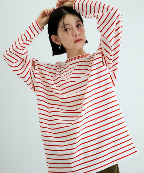 【洗える】ボーダー2WAYロンTEE
