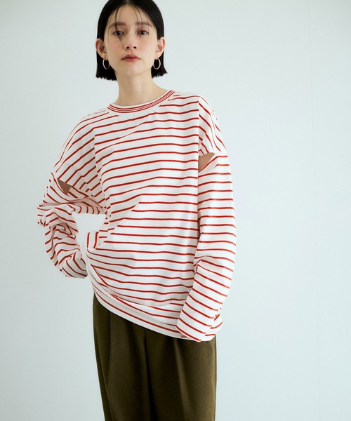 tシャツ 「洗える」ボーダー2WAYロンTEE レディース ADAM ET ROPE'｜【洗える】ボーダー2WAYロンTEE | Rakuten