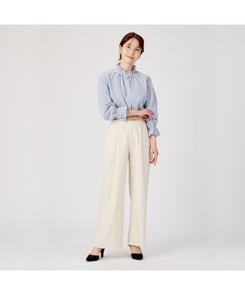 TOKYO SHIRTS（トウキョウシャツ）の「COFREX キャンディースリーブ レディース長袖デザインシャツ（シャツ/ブラウス・レディース・ネイビー・S/M/L/LL/XL）」の3枚目の写真