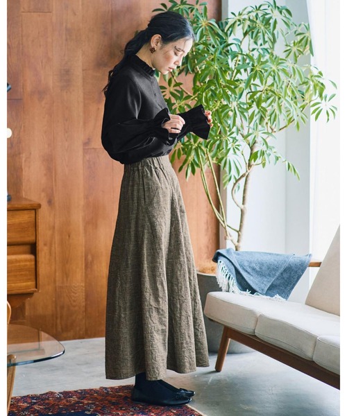 and myera(アンド マイラ)の「and myera グレンチェックのフレアスカート(スカート・レディース・グレー・M/L/S)」の2枚目の写真