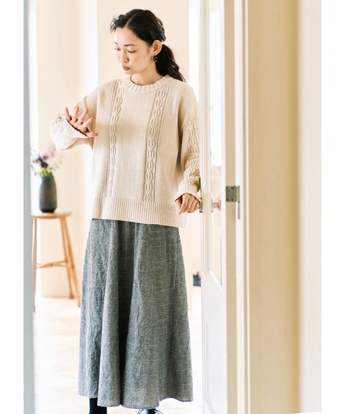 and myera(アンド マイラ)の「and myera グレンチェックのフレアスカート(スカート・レディース・グレー・M/L/S)」の4枚目の写真