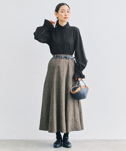 and myera(アンド マイラ)の「and myera グレンチェックのフレアスカート(スカート・レディース・グレー・M/L/S)」の5枚目の写真