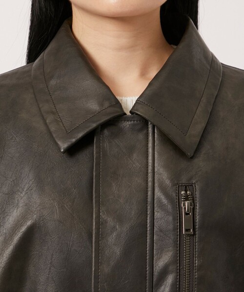 STUDIOUS(ステュディオス)の「【STUDIOUS/ステュディオス】Faux Leather Jacket/フェイクレザージャケット(ブルゾン・レディース・ブラウン・FREE)」の5枚目の写真
