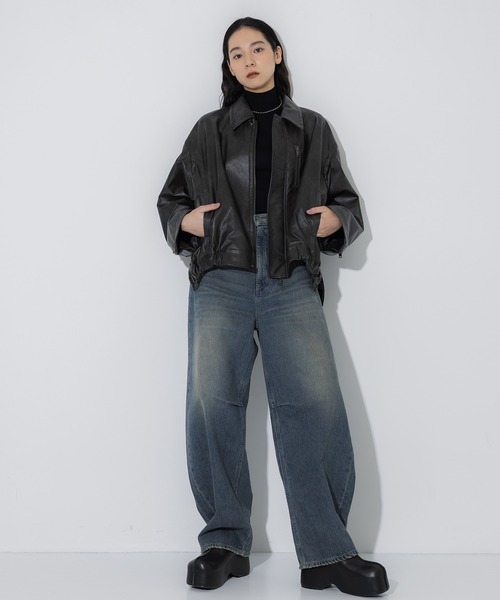 STUDIOUS(ステュディオス)の「【STUDIOUS/ステュディオス】Faux Leather Jacket/フェイクレザージャケット(ブルゾン・レディース・ブラウン・FREE)」の16枚目の写真