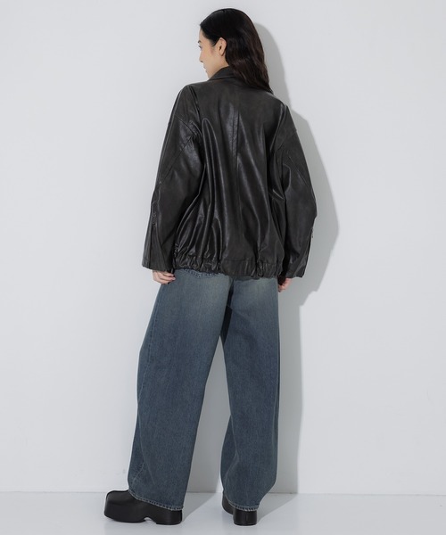 studious　黒 レザージャケット STUDIOUS（ステュディオス）の「【STUDIOUS/ステュディオス】Faux