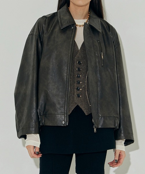 STUDIOUS(ステュディオス)の「【STUDIOUS/ステュディオス】Faux Leather Jacket/フェイクレザージャケット(ブルゾン・レディース・ブラウン・FREE)」の22枚目の写真