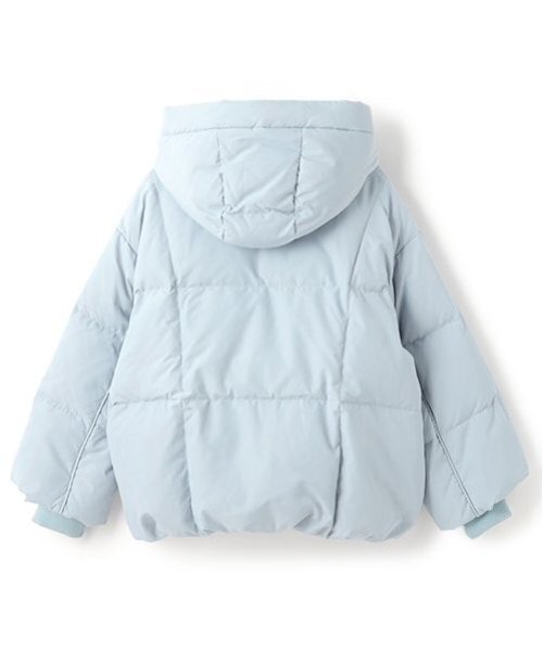 Pom Ponette 水色ダウンジャケットとデニムジャケットセット 撥水】【家庭洗濯可】リボンチャームつきダウンジャケット（ブルゾン