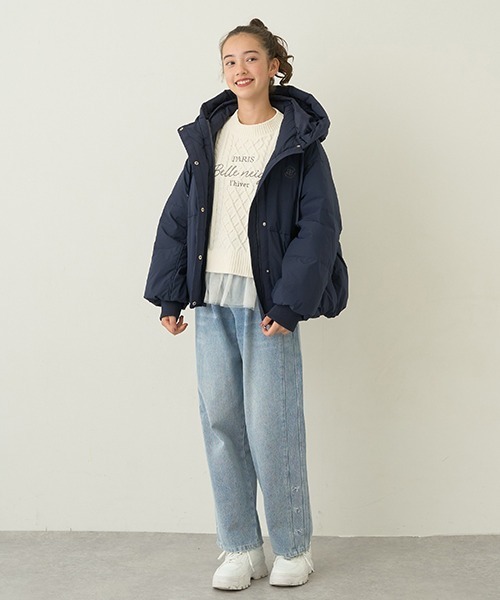 pom ponette ポンポネットジュニア ダウンジャケット 160 ネイビー pom ponette junior（ポンポネットジュニア）の「【撥水】【家庭洗濯可