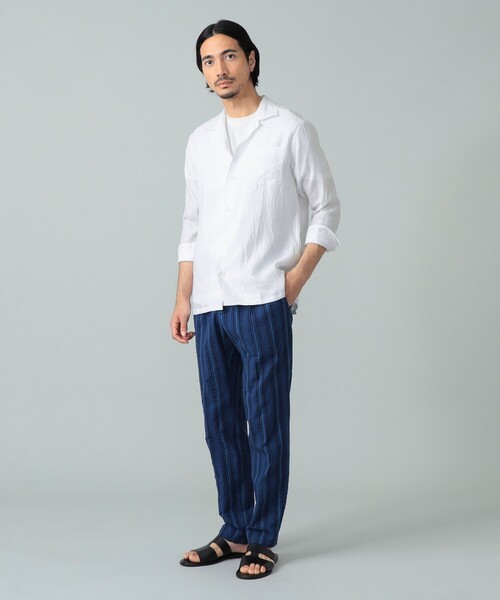 BEAMS F（ビームスエフ）の「リネン ソリッド オープンカラーシャツ（シャツ/ブラウス・メンズ・ネイビー/シルバー/ブラウン/ホワイト・X-LARGE/LARGE/SMALL/MEDIUM）」の8枚目の写真