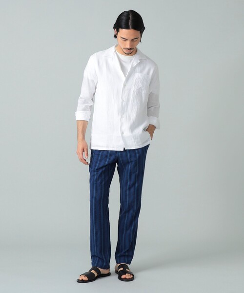 BEAMS F（ビームスエフ）の「リネン ソリッド オープンカラーシャツ（シャツ/ブラウス・メンズ・ネイビー/シルバー/ブラウン/ホワイト・X-LARGE/LARGE/SMALL/MEDIUM）」の10枚目の写真