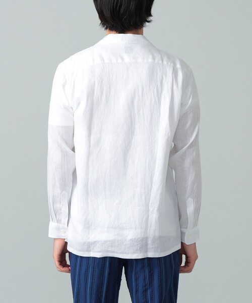 BEAMS F（ビームスエフ）の「リネン ソリッド オープンカラーシャツ（シャツ/ブラウス・メンズ・ネイビー/シルバー/ブラウン/ホワイト・X-LARGE/LARGE/SMALL/MEDIUM）」の16枚目の写真