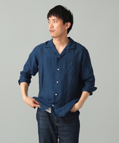 美品　beamsプラス　リネンオープンカラーシャツ セール】メッシュ オープンカラー シャツ（シャツ/ブラウス