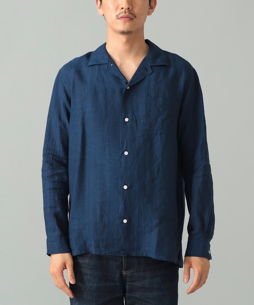 BEAMS F（ビームスエフ）の「リネン ソリッド オープンカラーシャツ（シャツ/ブラウス・メンズ・ネイビー/シルバー/ブラウン/ホワイト・X-LARGE/LARGE/SMALL/MEDIUM）」の6枚目の写真