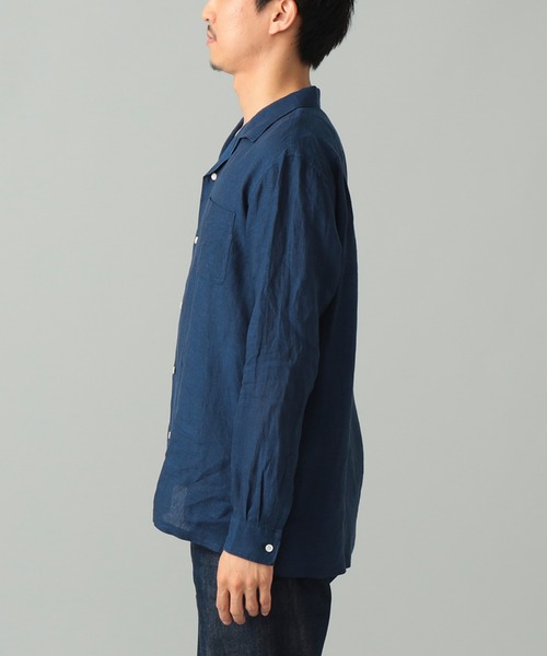 BEAMS F（ビームスエフ）の「リネン ソリッド オープンカラーシャツ（シャツ/ブラウス・メンズ・ネイビー/シルバー/ブラウン/ホワイト・X-LARGE/LARGE/SMALL/MEDIUM）」の7枚目の写真