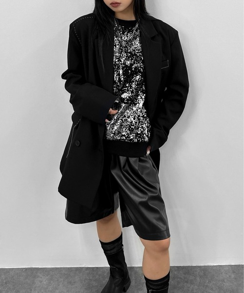 LVEU.（ラブユ.）の「【LVEU.】メタリックプリントオーバースウェット / トップス スウェット 裏毛 プリント メタリック 箔 プルオーバー ブラック グレー（スウェット・レディース・グレー/ブラック・FREE）」の20枚目の写真