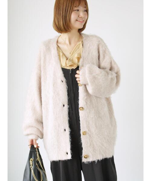 Lugnoncure(ルノンキュール)の「起毛Vネックカーディガン(カーディガン/ボレロ・レディース・オレンジ/グレー/ブルー/ベージュ・F)」の3枚目の写真