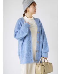 起毛Vネックカーディガン