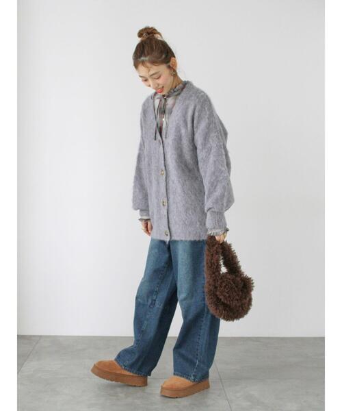 Lugnoncure(ルノンキュール)の「起毛Vネックカーディガン(カーディガン/ボレロ・レディース・オレンジ/グレー/ブルー/ベージュ・F)」の17枚目の写真