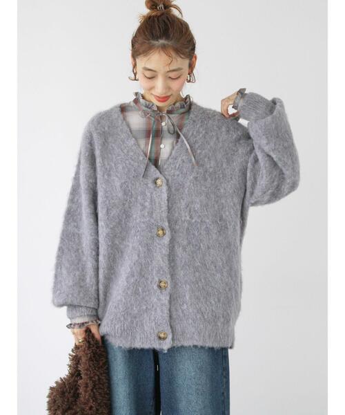 Lugnoncure(ルノンキュール)の「起毛Vネックカーディガン(カーディガン/ボレロ・レディース・オレンジ/グレー/ブルー/ベージュ・F)」の16枚目の写真