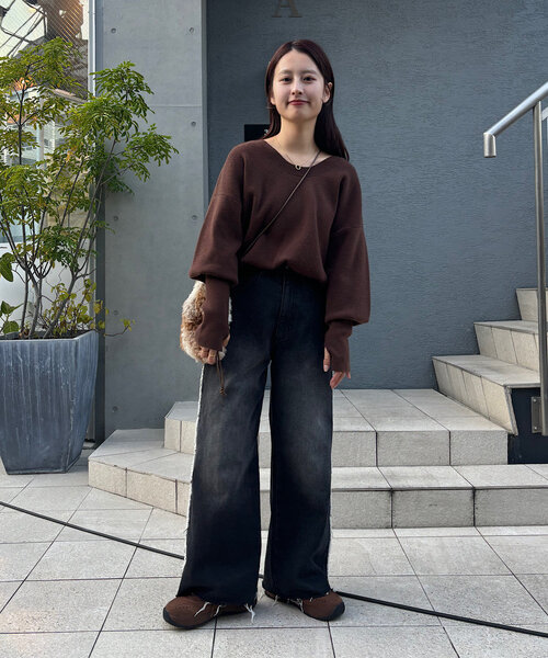 merucarisennin  セール】【レビュー好評価/WEB限定カラー】メランジロングリブニット