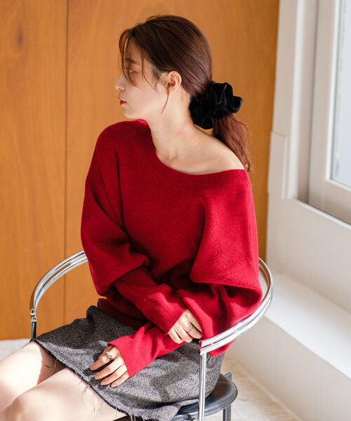 セール】【レビュー好評価/WEB限定カラー】メランジロングリブニット