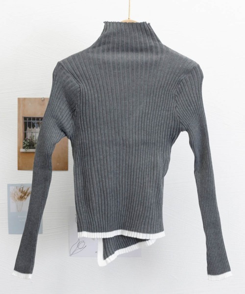 Miniministore（ミニミニストア）の「配色ハイネックニットセーター リブニット（ニット/セーター・レディース・ダークグレー/ブラック/ホワイト・FREE）」の17枚目の写真