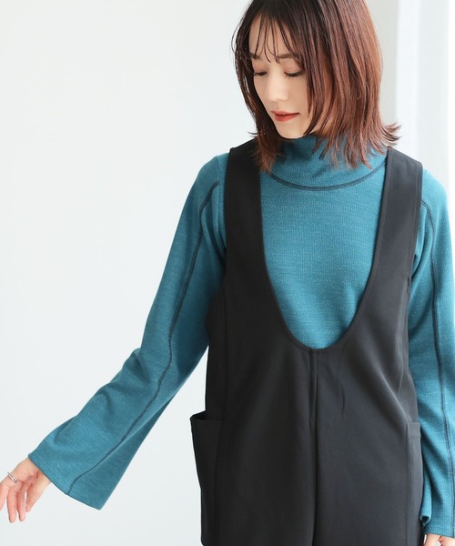 n'OrLABEL(ノアールレーベル)の「リブラメハイネックカットソー(Tシャツ/カットソー・レディース・ブラック/ブルーグリーン/グレー・S~M/3L/L~LL)」の15枚目の写真