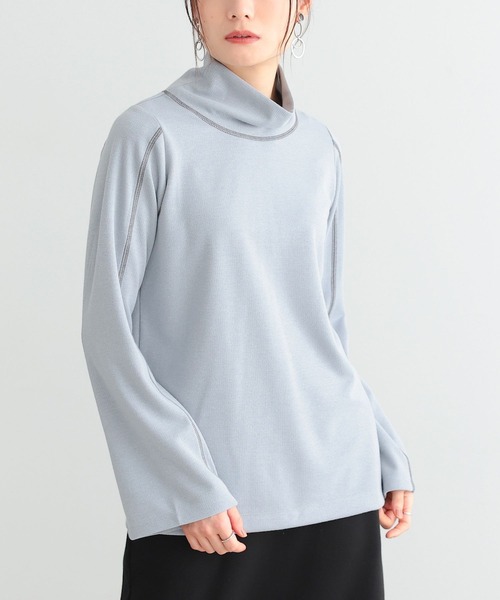n'OrLABEL(ノアールレーベル)の「リブラメハイネックカットソー(Tシャツ/カットソー・レディース・ブラック/ブルーグリーン/グレー・S~M/3L/L~LL)」の9枚目の写真