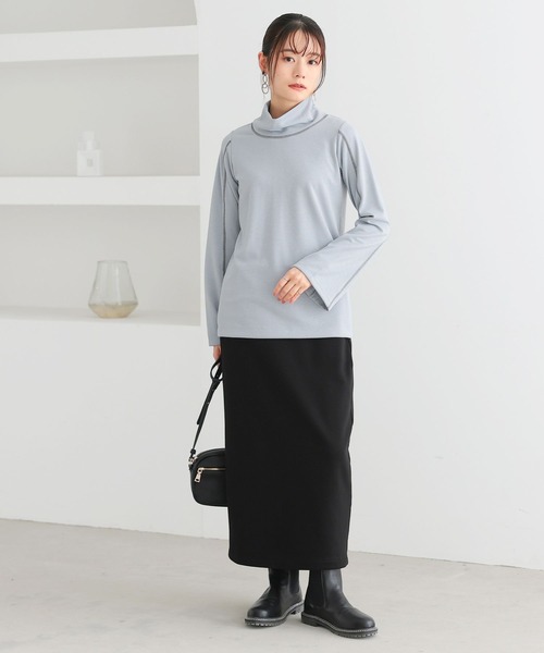 n'OrLABEL(ノアールレーベル)の「リブラメハイネックカットソー(Tシャツ/カットソー・レディース・ブラック/ブルーグリーン/グレー・S~M/3L/L~LL)」の10枚目の写真