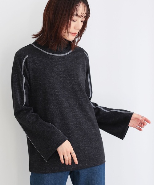 n'OrLABEL(ノアールレーベル)の「リブラメハイネックカットソー(Tシャツ/カットソー・レディース・ブラック/ブルーグリーン/グレー・S~M/3L/L~LL)」の5枚目の写真