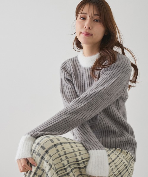 Jayro(ジャイロ)の「配色フェザーボトルネックリブニット(Tシャツ/カットソー・レディース・ブラック/グレー/ブルー/ホワイト・M)」の9枚目の写真