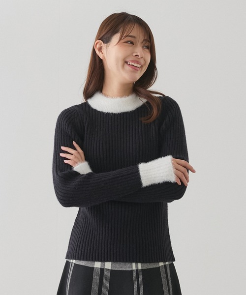 Jayro(ジャイロ)の「配色フェザーボトルネックリブニット(Tシャツ/カットソー・レディース・ブラック/グレー/ブルー/ホワイト・M)」の13枚目の写真