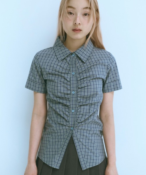 JCAESAR STUDIO チャック柄Tシャツ ギャザー裾 SLY | SHEER GATHER CUT トップス (Tシャツ・カットソー(半袖