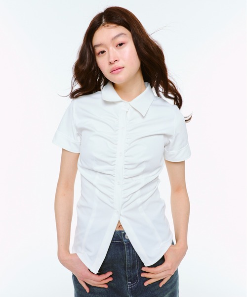 FEKETE(フェケテ)の「GATHER FEMININE TIGHT SHIRT / ギャザータイトシャツ(シャツ/ブラウス・レディース・ブラック/ホワイト/チェック・SMALL/MEDIUM/LARGE)」の19枚目の写真