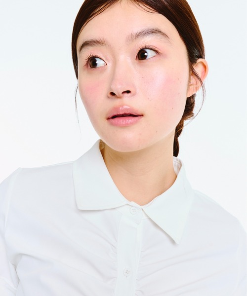 FEKETE(フェケテ)の「GATHER FEMININE TIGHT SHIRT / ギャザータイトシャツ(シャツ/ブラウス・レディース・ブラック/ホワイト/チェック・SMALL/MEDIUM/LARGE)」の6枚目の写真