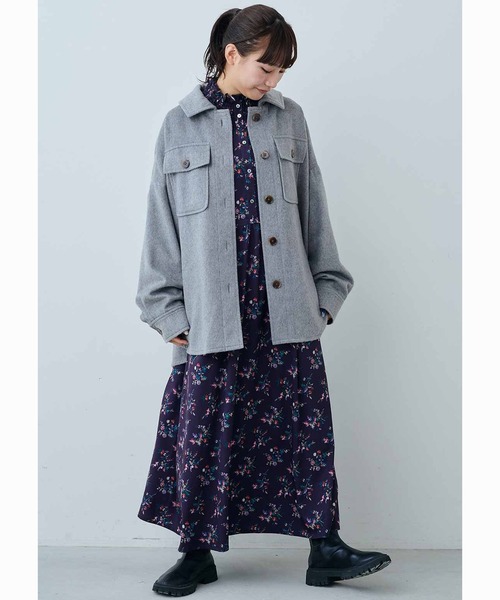 MEDE19F(メデジュウキュウ)の「MEDE19F 起毛素材のオーバーシャツジャケット〈グレー〉(その他アウター・レディース・グレー・M/L/LL)」の4枚目の写真