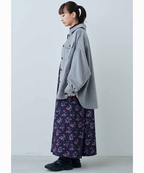 MEDE19F(メデジュウキュウ)の「MEDE19F 起毛素材のオーバーシャツジャケット〈グレー〉(その他アウター・レディース・グレー・M/L/LL)」の5枚目の写真