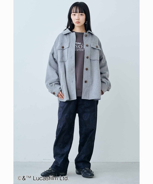 MEDE19F(メデジュウキュウ)の「MEDE19F 起毛素材のオーバーシャツジャケット〈グレー〉(その他アウター・レディース・グレー・M/L/LL)」の2枚目の写真