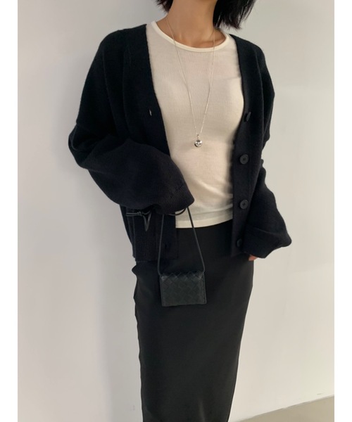 Didot.showroom(ディドット ショールーム)の「Vネックポケカーディガン(カーディガン/ボレロ・レディース・ピンク/ブラック/アイボリー/ブルーグリーン・FREE)」の12枚目の写真