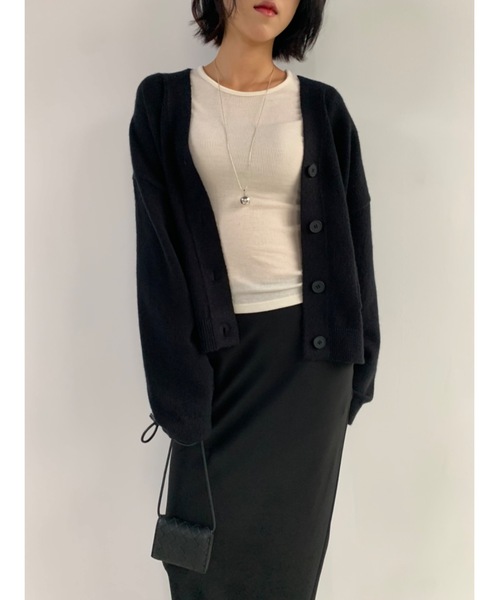Didot.showroom(ディドット ショールーム)の「Vネックポケカーディガン(カーディガン/ボレロ・レディース・ピンク/ブラック/アイボリー/ブルーグリーン・FREE)」の10枚目の写真