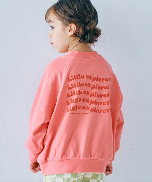 p.premier（ピードットプルミエ）の「【ジュニア対応】イロチ買いしたいオーバーサイズロゴスプリングトレーナー（スウェット・キッズ・オフホワイト/チャコール/ネイビー/グリーン/ピンク/レッド・80/90/100/110/120/130/140）」の6枚目の写真