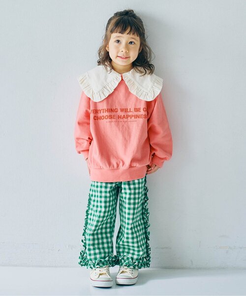 p.premier（ピードットプルミエ）の「【ジュニア対応】イロチ買いしたいオーバーサイズロゴスプリングトレーナー（スウェット・キッズ・オフホワイト/チャコール/ネイビー/グリーン/ピンク/レッド・80/90/100/110/120/130/140）」の8枚目の写真