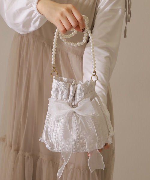 Lace Ladies(レースレディース)の「2WAYパール 巾着 ショルダー バッグ(ショルダーバッグ・レディース・ピンク/アイボリー/ブラック・FREE)」の20枚目の写真